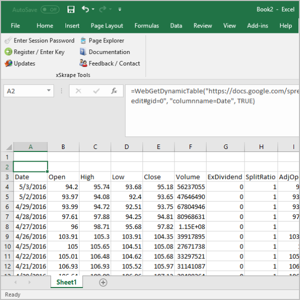 XS for Excel