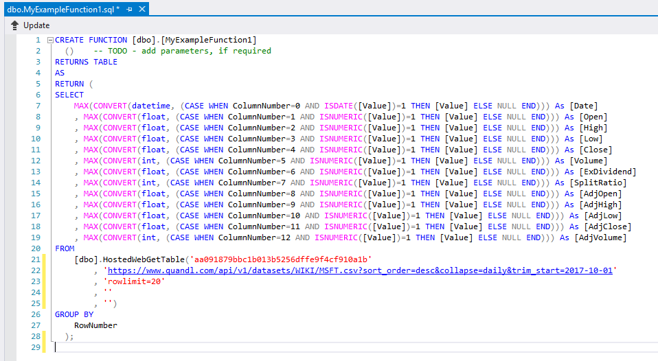 Unmodified generated function.